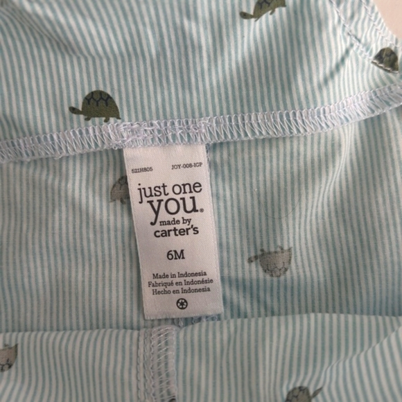 Just One Your By Carter's Pin Stripe Turtle Embroidered Shorts Overalls 6M‎ - Picture 3 of 7